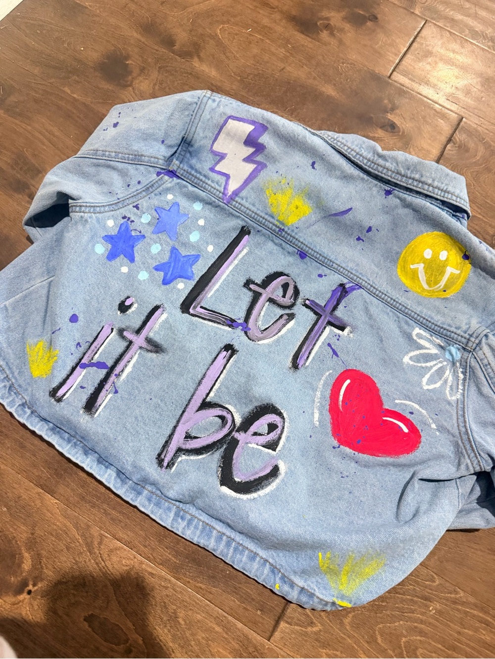 Let It Be Painted Denim Jacket - Light Blue